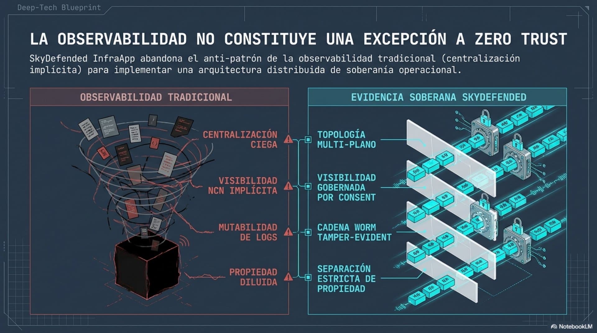 Arquitectura de evidencia, auditoría y detección (ES) — slide 2
