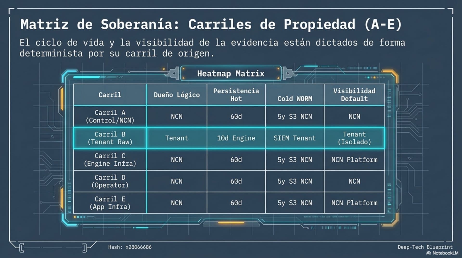 Arquitectura de evidencia, auditoría y detección (ES) — slide 5