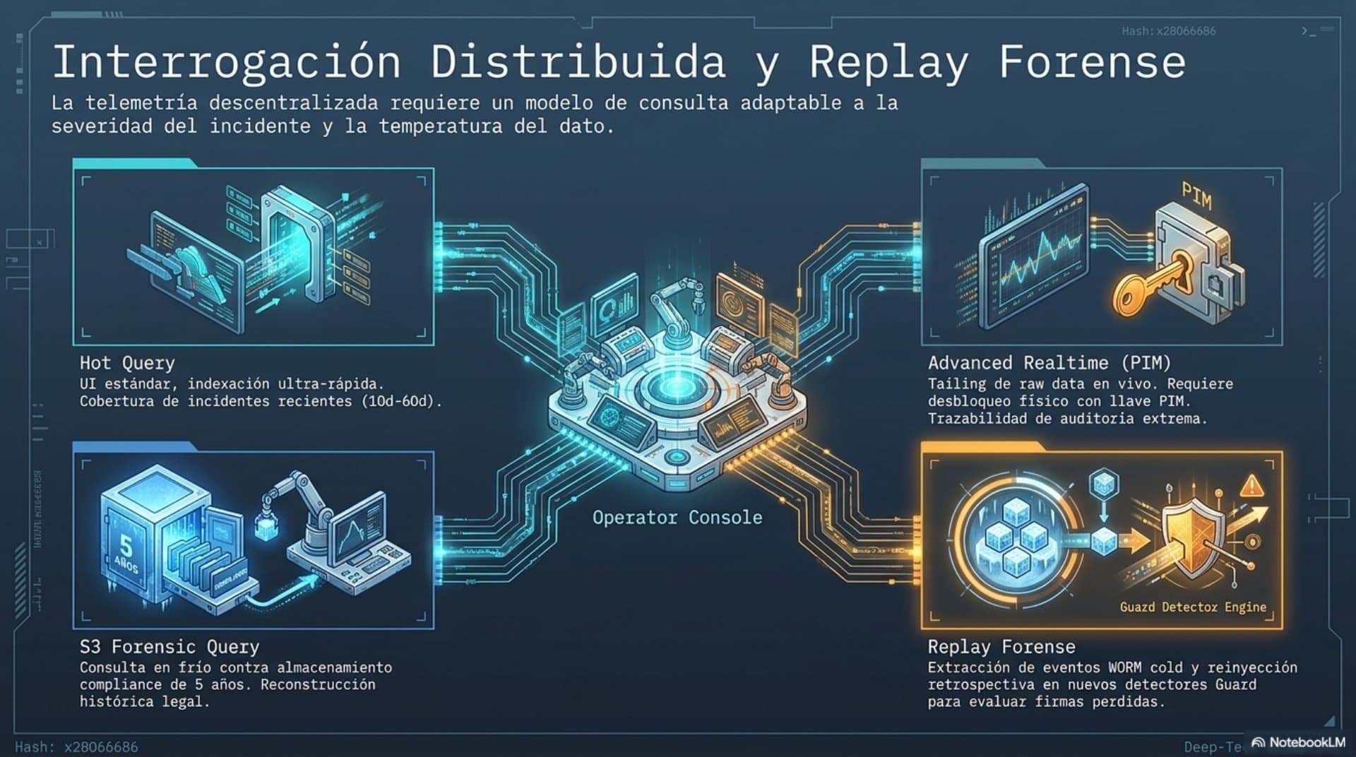 Arquitectura de evidencia, auditoría y detección (ES) — slide 14