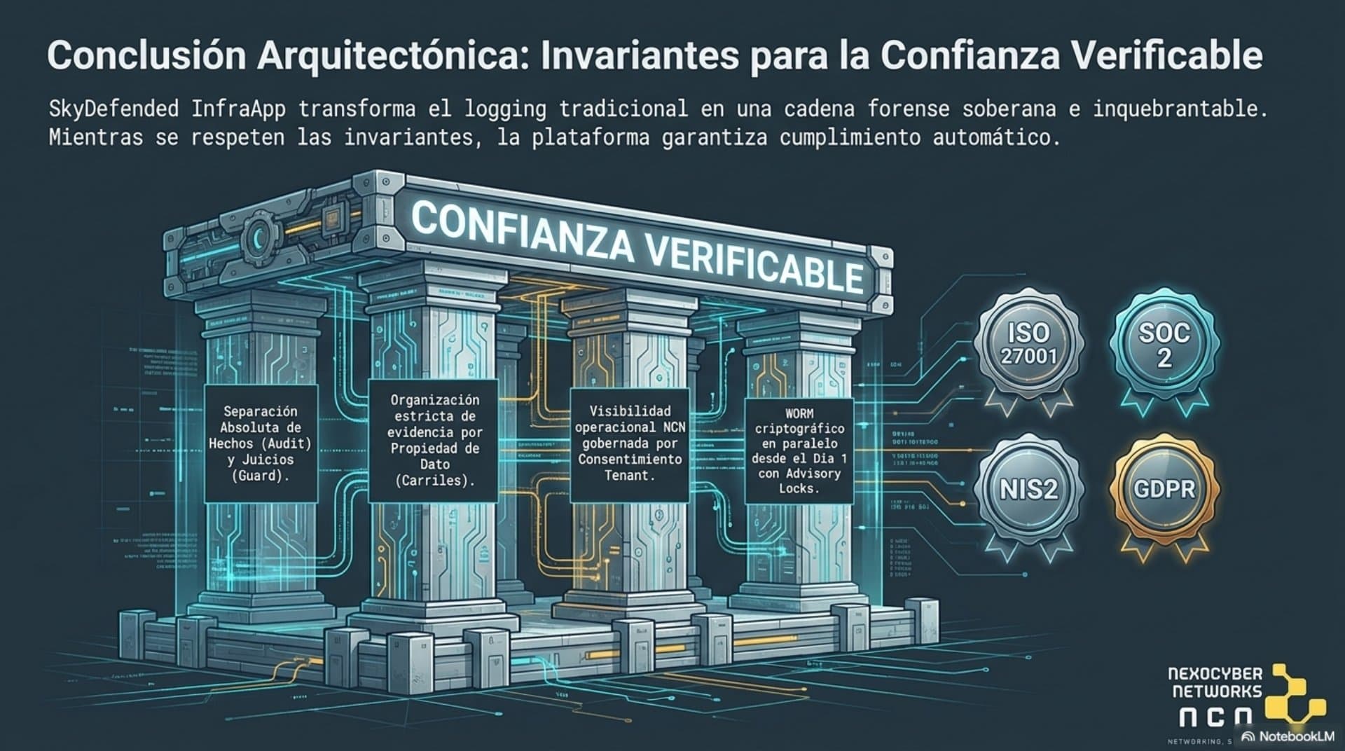 Arquitectura de evidencia, auditoría y detección (ES) — slide 15